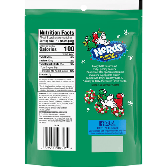 Nerds Holiday Gummy Clusters Stand Up Pouch - Christmas - 226g