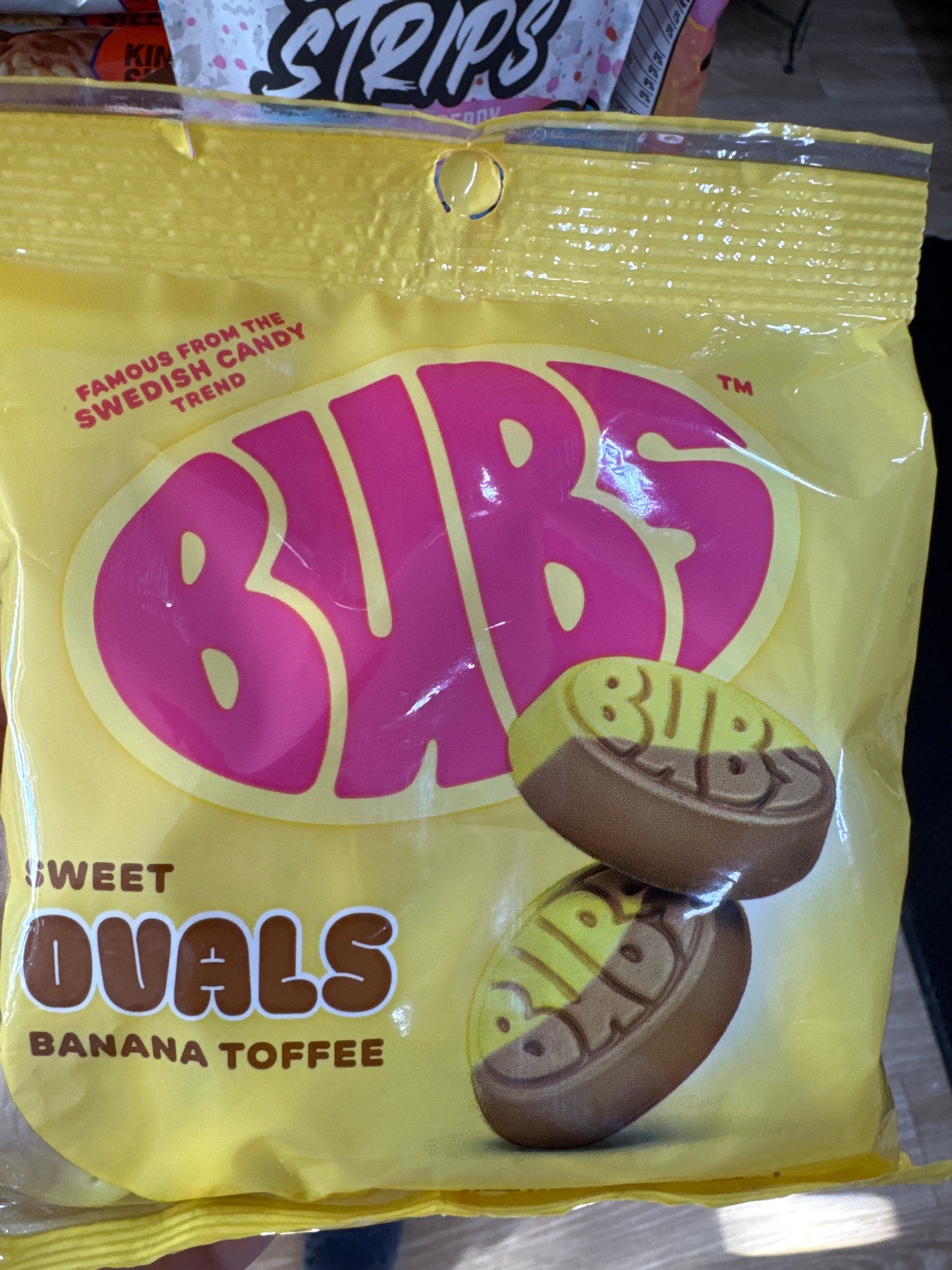 Bubs Sour Sweet Ovals Banana Toffee Swedish Candy - 156g
