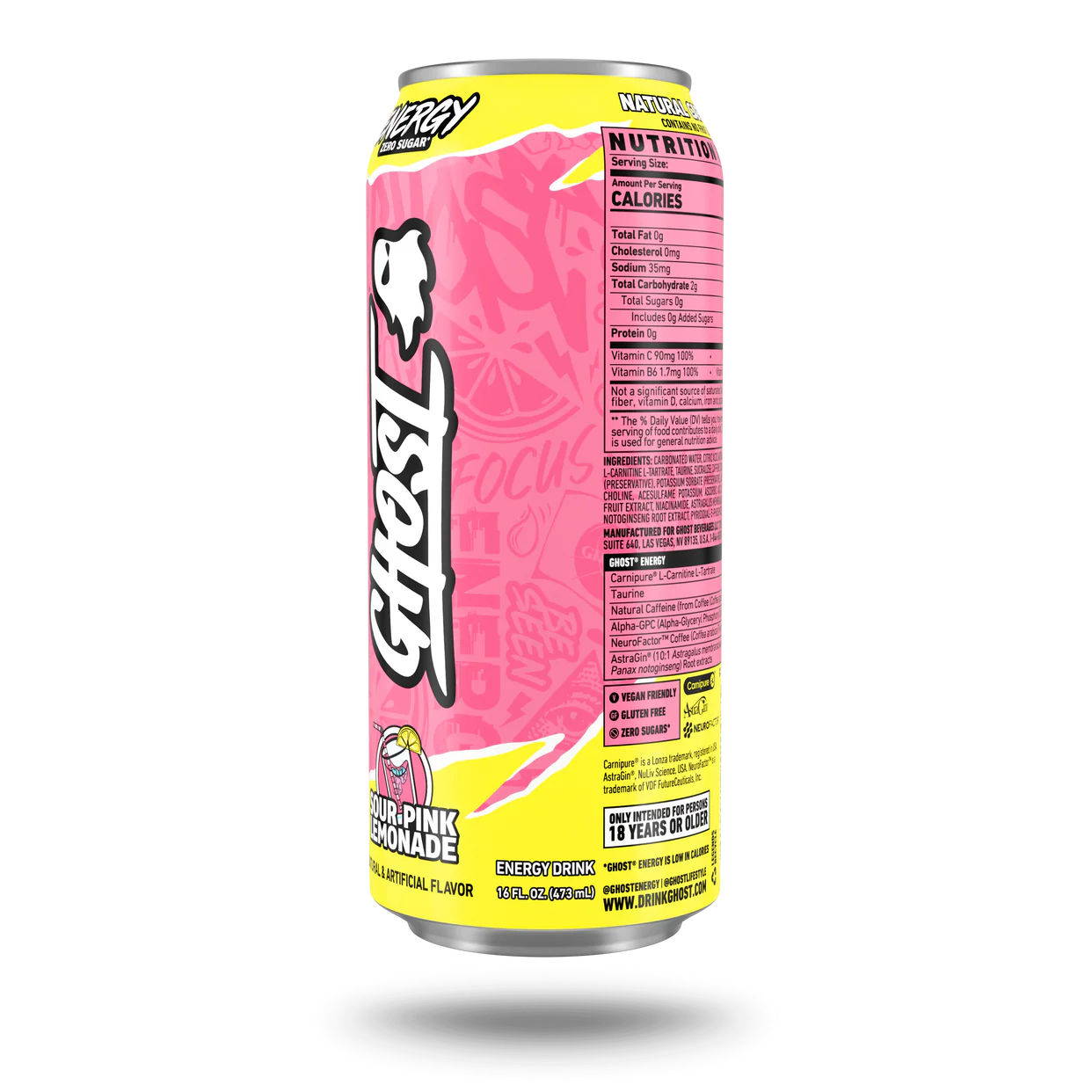 Ghost Energy Drinks, Pink Lemonade - 473ml