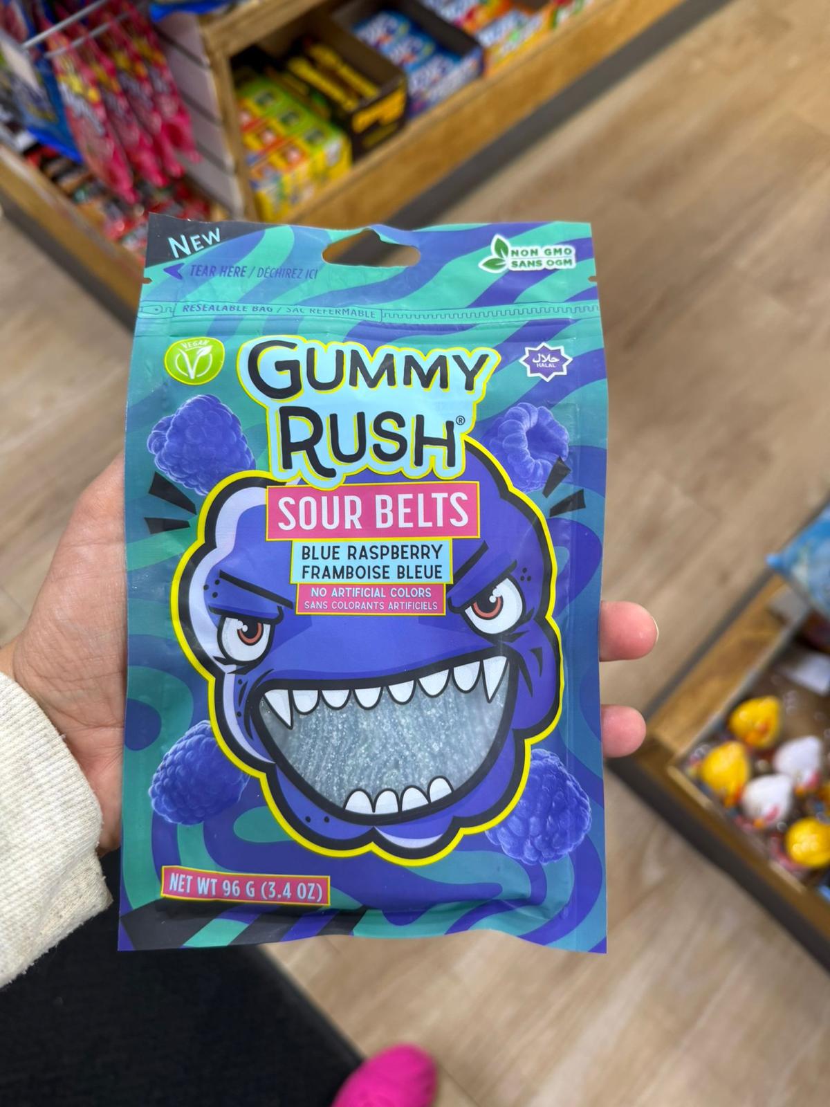 Gummy Rush Blue Raspberry Sour Belts (Halal) - 96g