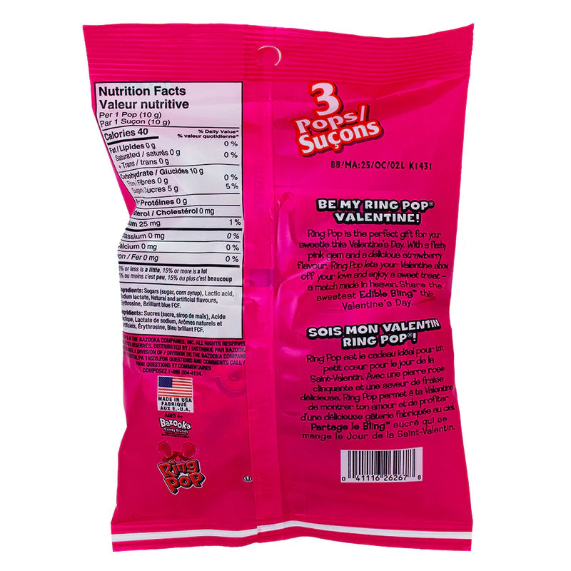 Valentine's Ring Pop Candy -14g