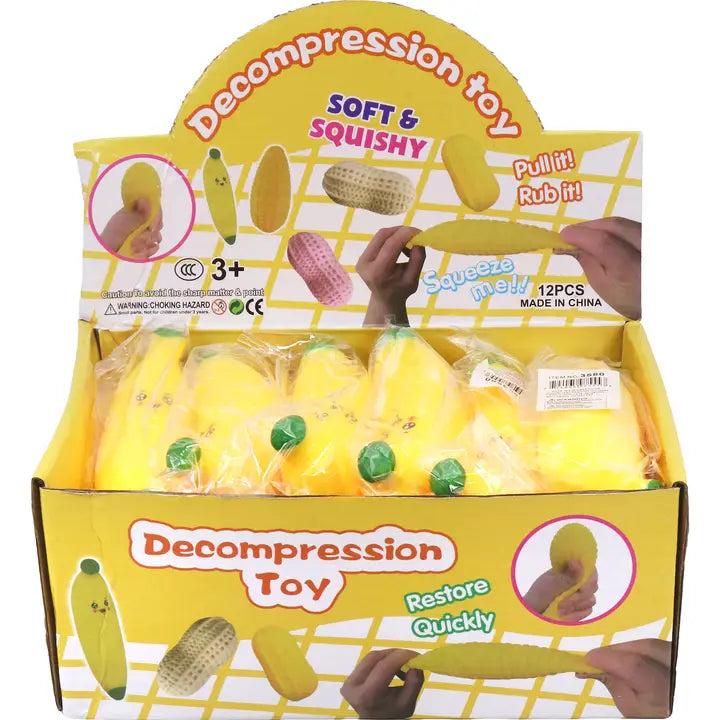 Yellow Banana Fluffy Slime Filled TPR Squishy Toy