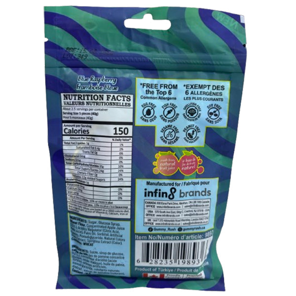 Gummy Rush Blue Raspberry Sour Belts (Halal) - 96g