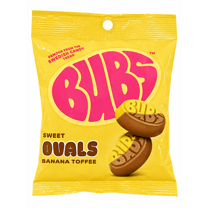 Bubs Sour Sweet Ovals Banana Toffee Swedish Candy - 156g