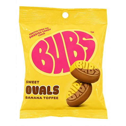 Bubs Sour Sweet Ovals Banana Toffee Swedish Candy - 156g