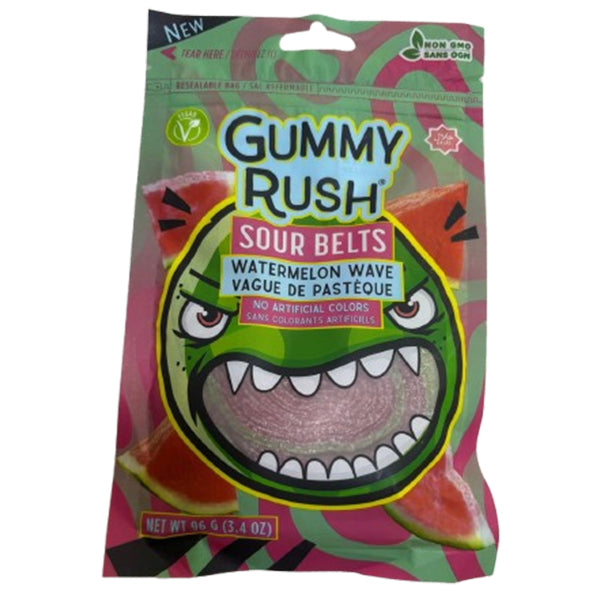 Gummy Rush Watermelon Wave Sour Belts (Halal) - 96g