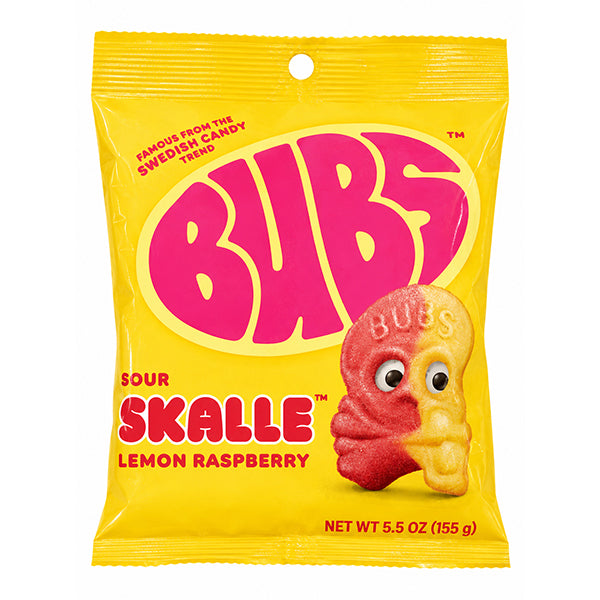 Bubs Sour Skulls Lemon Raspberry Swedish Candy - 156g