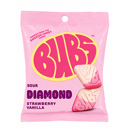 Bubs Sour Diamond Strawberry Vanilla Swedish Candy - 156g