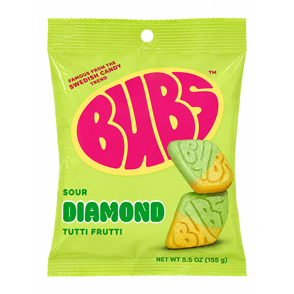 Bubs Sour Diamond Tutti Frutti Swedish Candy - 156g