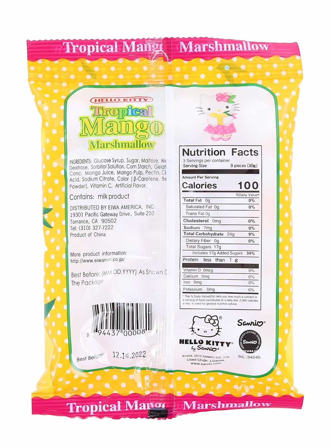 Hello Kitty Matcha Tropical Mango Marshmallows  - 70g