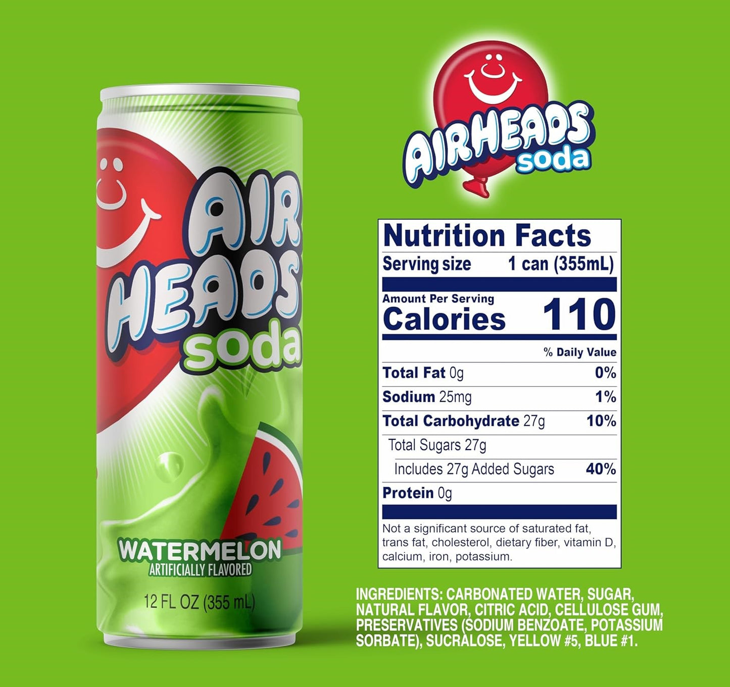 Airheads Soda Watermelon - 355ml