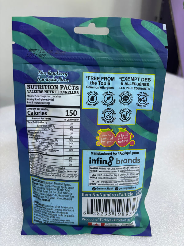 Gummy Rush Blue Raspberry Sour Belts (Halal) - 96g