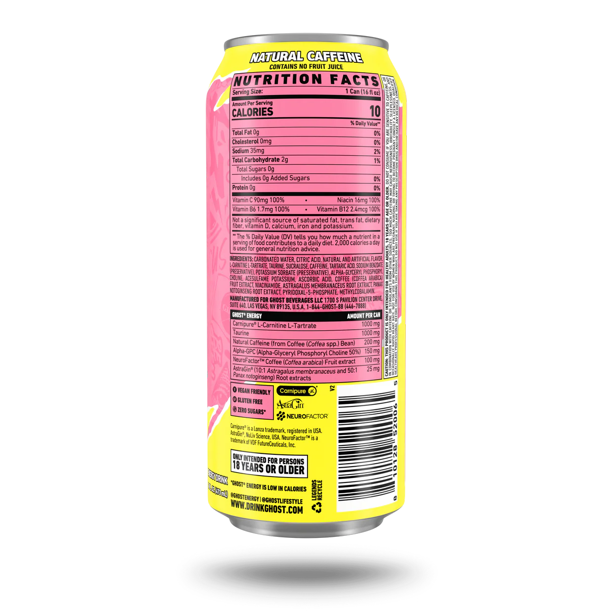 Ghost Energy Drinks, Pink Lemonade  - 473ml