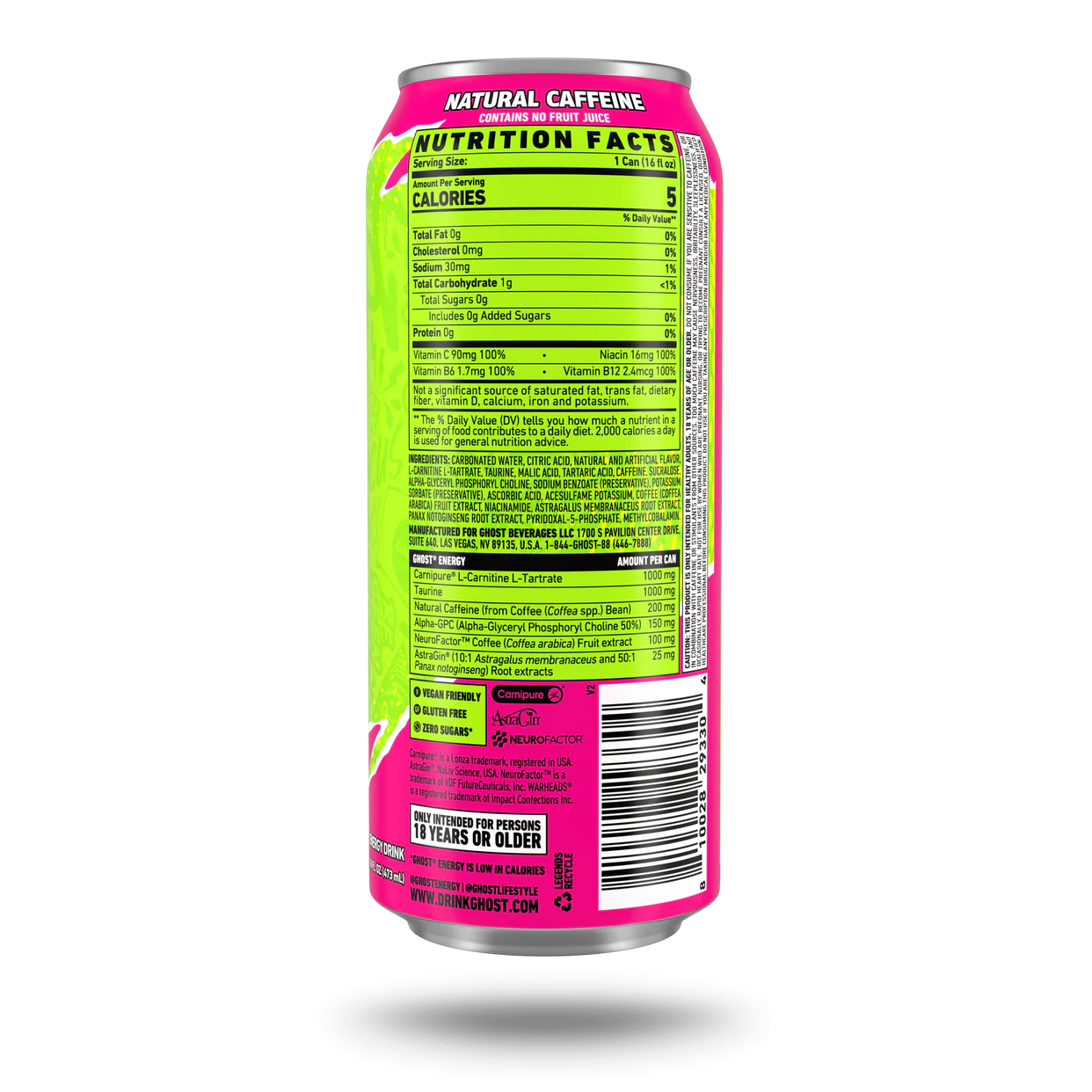 Ghost Energy Drinks, Warheads Sour Watermelon  - 473ml