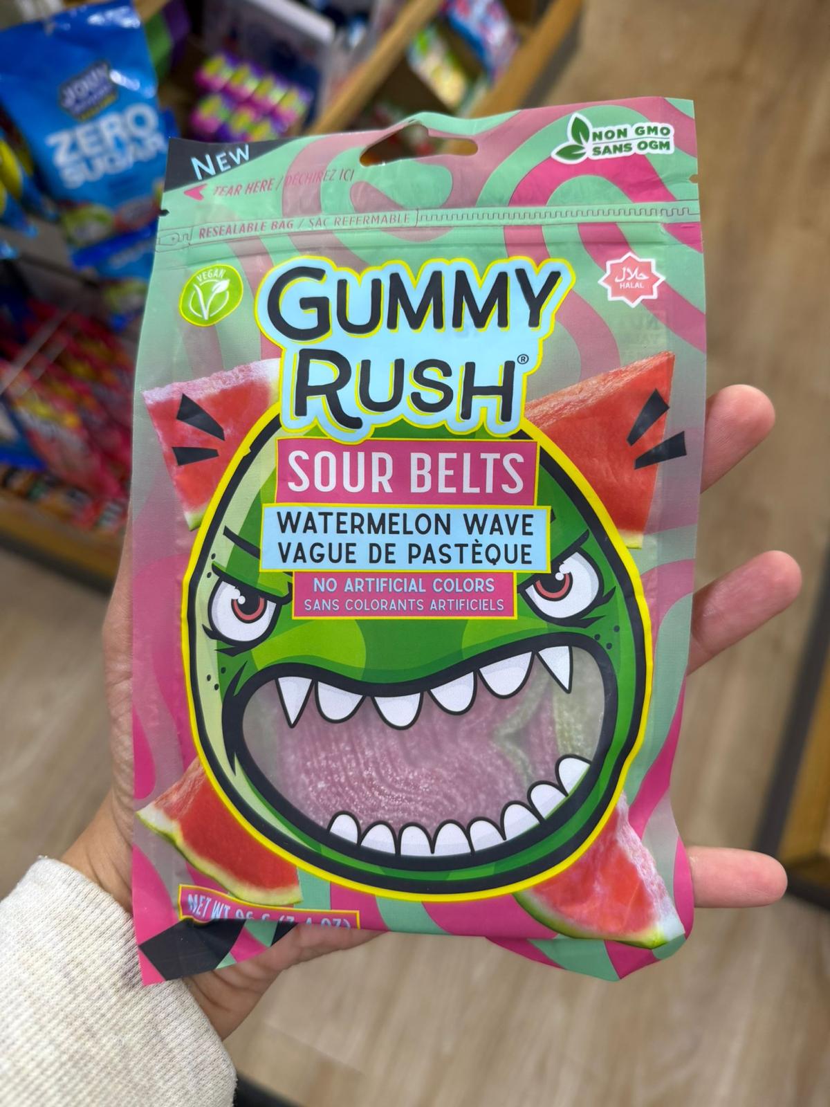 Gummy Rush Watermelon Wave Sour Belts (Halal) - 96g