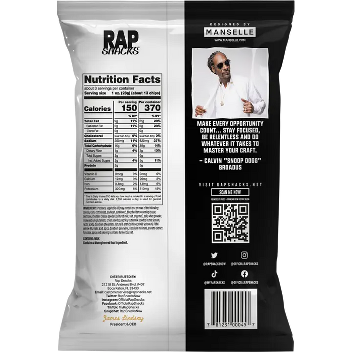 Rap Snacks Snoop Dog Bar-B-Que Cheddar-71g