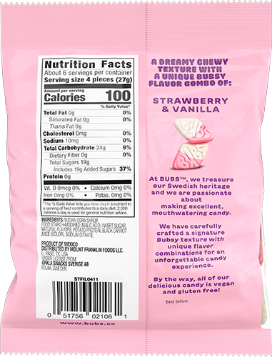 Bubs Sour Diamond Strawberry Vanilla Swedish Candy - 156g