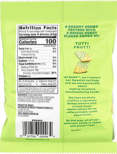 Bubs Sour Diamond Tutti Frutti Swedish Candy - 156g