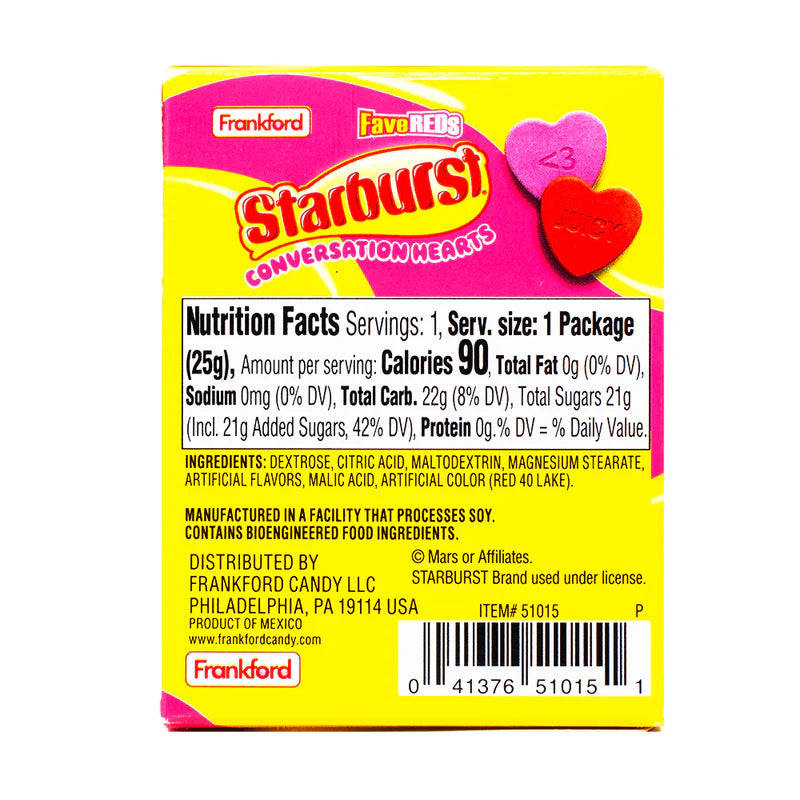 Starburst Conversation Hearts- 0 .88oz