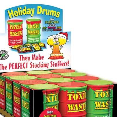 Christmas Toxic Waste Hazardously Sour Candy Holiday Drums - 48g