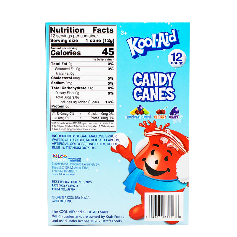 Kool-Aid Candy Canes 12 Pieces -Christmas - 150g