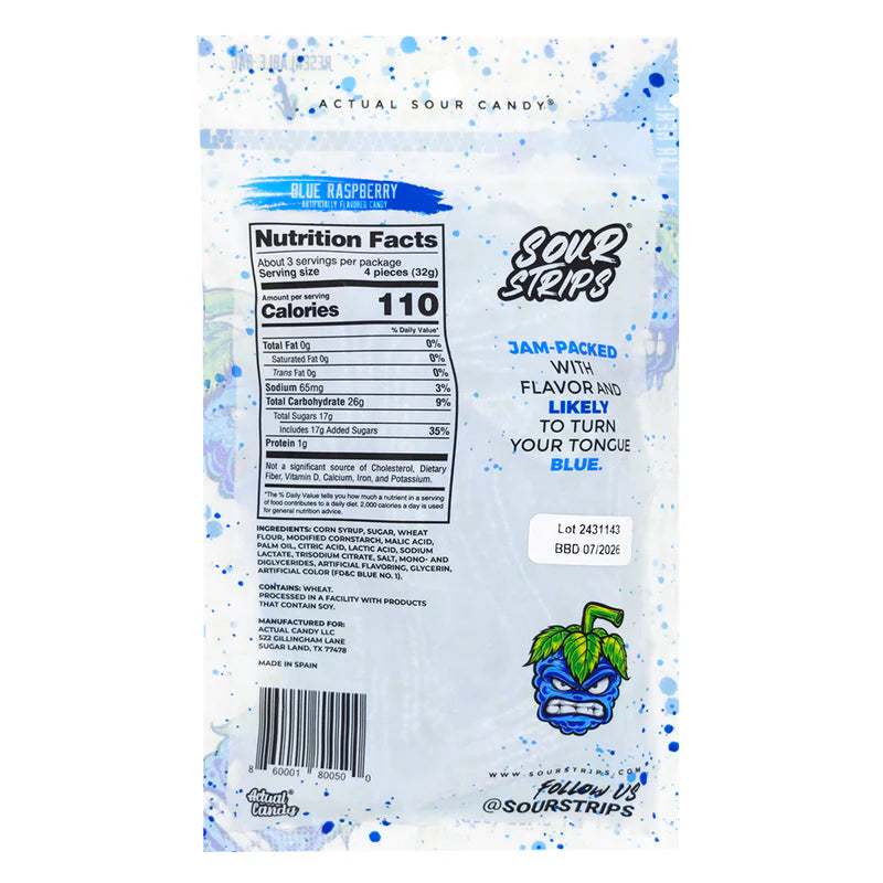 Sour Strips Blue Raspberry - 96g